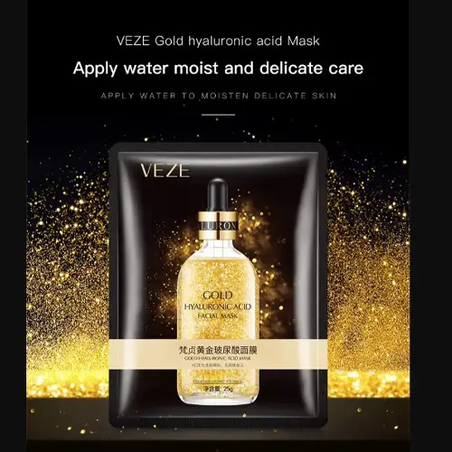 VEZE Gold Hyaluronic Acid Facial Mask moisturizing skincare sheet mask for glowing and hydrated skin